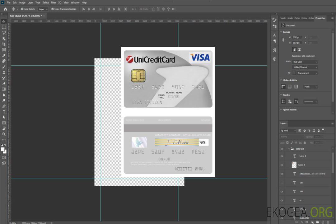 Carte Autriche UniCredit visa Classic template